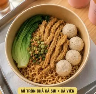 Hình ảnh Mì trộn Chả cá sợi - Cá viên
