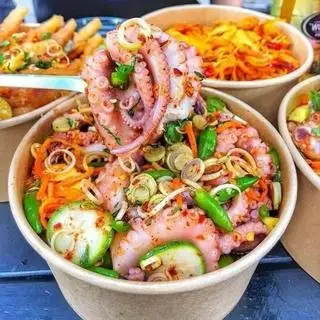 RÂU BẠCH TUỘC SỐT THÁI  SIZE M 500 gr - 85.000 ₫ tại A Cửu - Chân Gà Sốt Thái, Bạch Tuộc Sốt Thái & Mì Xào Hải Sản - Lũy Bán Bích
