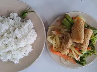 Cơm chả giò chay (3 cái) - 32.000 ₫ tại Chay Tuệ Tâm - Sinh Tố Nước Ép - Đường 46