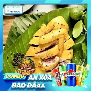 Combo nửa con gà ủ muối hoa tiêu ( chặt sẵn ) + 1 Pepsi + kèm 2 hũ sốt chấm muối hoa tiêu - 137.000 ₫ tại Gà Ủ Muối Hoa Tiêu Lộc Phát - Đoàn Văn Bơ