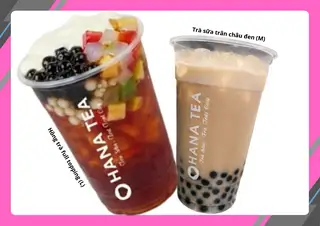Hình ảnh Hồng trà full topping (L) + Trà sữa truyền thống trân châu (M)