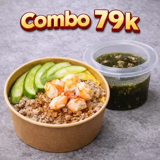 Combo cơm tôm thịt bằm phủ trứng - canh rong biển - 79.000 ₫ tại Cơm Hải Sản Phủ Trứng - Trà Sữa & Trà Trái Cây - Tôn Thất Thuyết