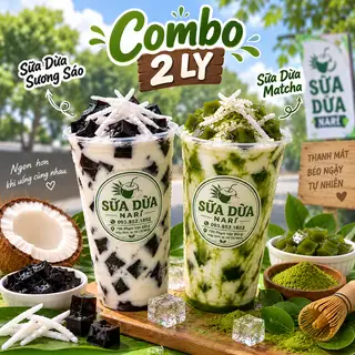 Hình ảnh Combo 2 sữa dừa sương sáo và matcha