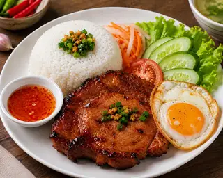 Cơm Ốp La- Sườn Nướng - 49.000 ₫ tại Bún Thịt Nướng Nam Bộ - Đường Số 20