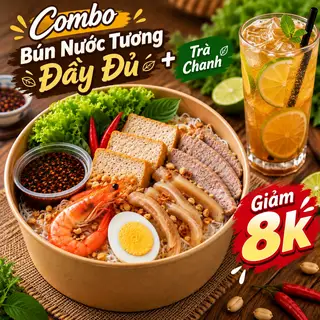 Hình ảnh Combo Bún Nước Tương Đầy Đủ + Trà Chanh