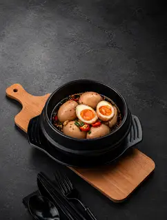 Trứng Ngâm Tương (3 trứng) - 간장계란 - 35.000 ₫ tại Tiệm Mì Tương Đen Chaewon - Nguyễn Thiện Thuật