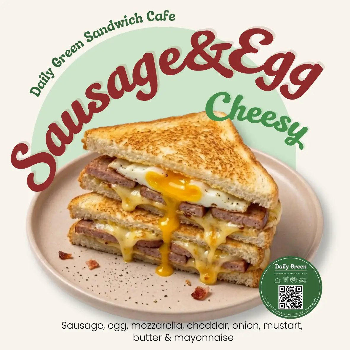 Hình ảnh Sandwich xúc xích, trứng chiên phô mai - sausage, egg & cheese