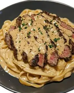 Mỳ Ý Sốt Kem Tỏi Kèm 200gr Steak - 365.000 ₫ tại The Olive Steak House - Đồng Khởi