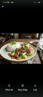 Hình ảnh cơm thịt bò xào cải