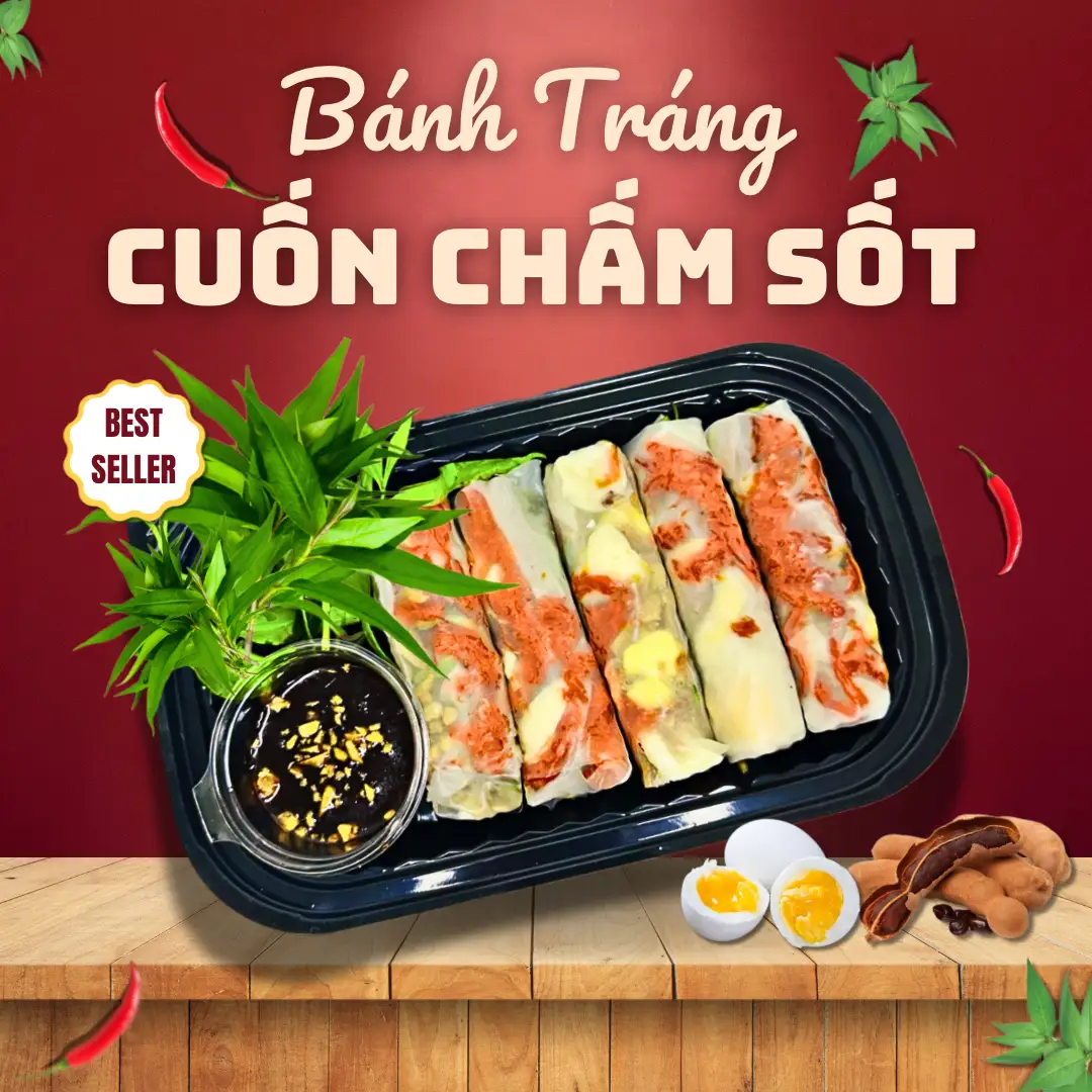 Hình ảnh Bánh Tráng Cuốn Chấm Sốt Me