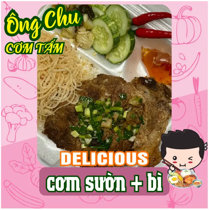 Cơm sườn bì - 60.000 ₫ tại Cơm Tấm Ông Chu - Nguyễn Tri Phương
