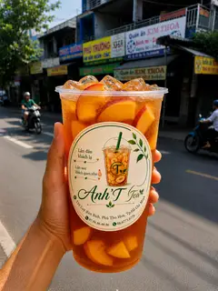 Hình ảnh 1 bánh tráng ê hề - 1 hồng trà đào ly 1L