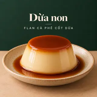Hình ảnh Dừa non - flan cà phê cốt dừa