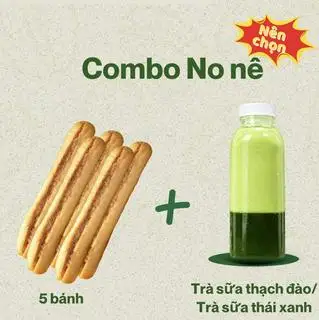 Hình ảnh [BÁN CHẠY] COMBO NO NÊ: 5 bánh mì que + 1 trà sữa (chai 300ml)