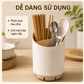 Ống Đựng Muỗng Đũa Nhiều Ngăn Thoát Nước Cho Nhà Bếp - 175.000 ₫ tại YUMAN Convenience Store - Nguyễn Thượng Hiền