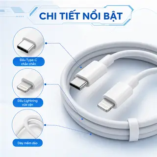 Cáp Sạc Type-C Sang Lightning 120W, Thiết Kế Tiện Dụng, Dễ Sử Dụng - 165.000 ₫ tại YUMAN Convenience Store - Nguyễn Thượng Hiền