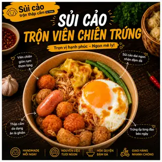 Sủi cảo nhân thịt trộn viên chiên trứng (Onsen/Ốpla) sốt Hoishin - 51.000 ₫ tại Sủi Cảo Trộn Thập Cẩm By Umee - Trương Quyền 