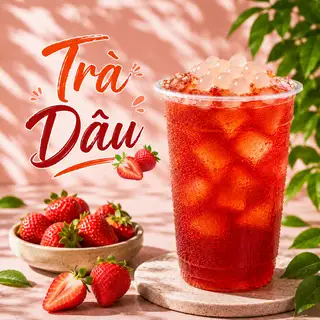 Trà Dâu (Ly Lớn) - 32.000 ₫ tại Lê Gia - Hồng Trà Tắc & Bánh Tráng Muối Nhuyễn - 3 Tháng 2