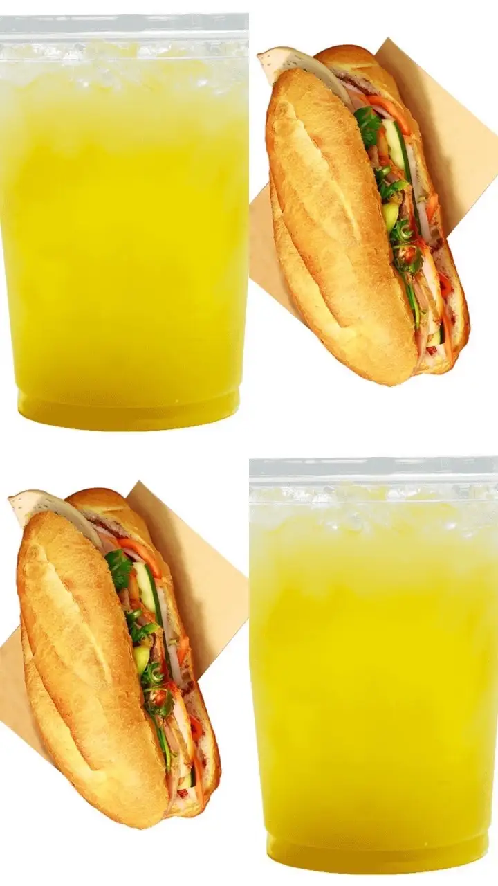 Bánh mì pate  chả + nước mía  - 37.000 ₫ tại Bánh Mì Yo Ròm - Phạm Viết Chánh 