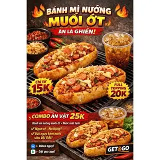 COMBO B.MÌ NƯỚNG MUỐI ỚT+NƯỚC NGỌT LY SIÊU TO+KẸO TRÁNG MIỆNG - 35.000 ₫ tại Get&Go - Chung Cư Lavita Garden