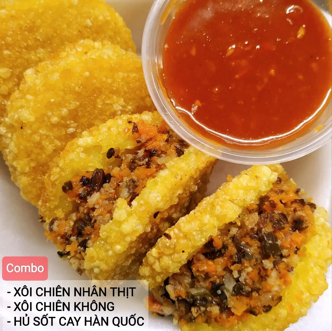 Hình ảnh Combo 2 Xôi Chiên Thịt + 2 Xôi Không Nhân + Hũ Sốt