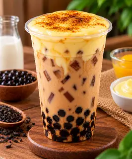 Hình ảnh Trà sữa truyền thống kem trứng vụn dừa
