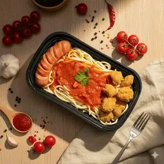 Hình ảnh Mì Ý Gà Viên Xúc Xích