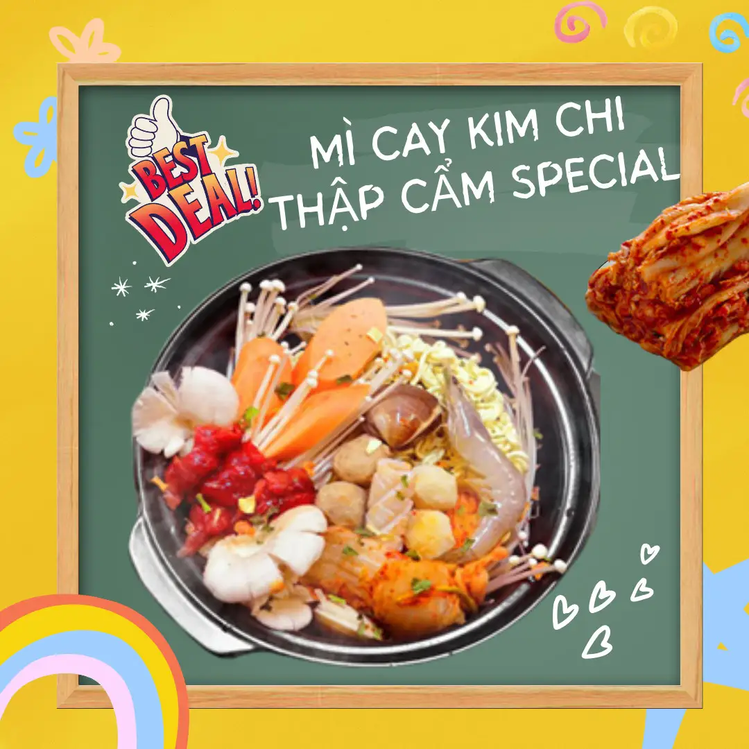Mì Cay Thập Cẩm - 매운라면 모둠토핑 - 72.968 ₫ tại Ăn Vặt Bé Cá - Trà Sữa & Mỳ Cay - Phan Văn Trị