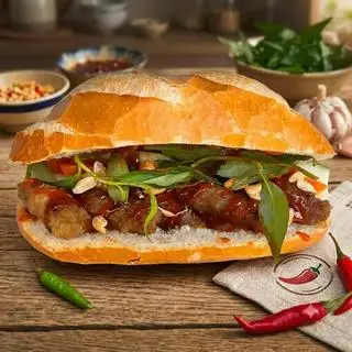 Hình ảnh BÁNH MÌ THỊT NƯỚNG VÀ DA HEO GIÒN THƠM NGON