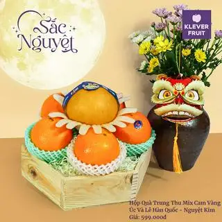Hình ảnh Hộp Quà Trung Thu Cam Vàng Úc Mix Lê Hàn Quốc - Nguyệt Kim