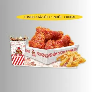 Hình ảnh combo 2 Gà sốt + 1 ly nước + khoai