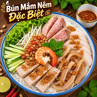 Hình ảnh Bún Mắm Nêm Đặc Biệt (Tôm, Thịt, Tai, Nem, Chả)