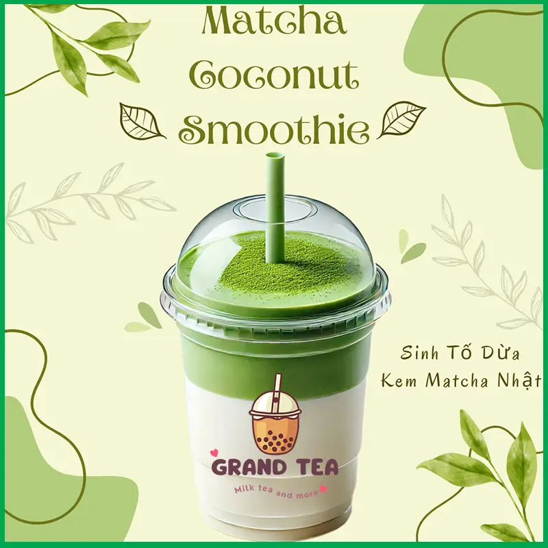 Sinh Tố Dừa Kem Matcha Nhật - 55.000 ₫ tại Grand Tea - Trà Sữa & Nước Dừa Sinh Tố Đá Xay - Bình Lợi