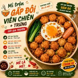 Mì trộn gấp đôi viên chiên trứng (Onsen/Ốpla) sốt Hoishin - 55.000 ₫ tại Mê - Mì Trộn Thập Cẩm Quốc Dân - Trương Quyền