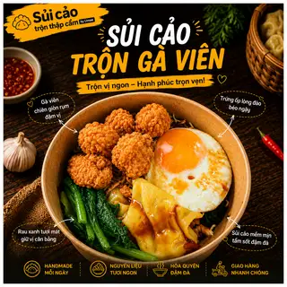 Sủi cảo nhân thịt trộn gà viên trứng (Onsen/Ốpla) sốt Hoishin - 63.000 ₫ tại Sủi Cảo Trộn Thập Cẩm By Umee - Trương Quyền 