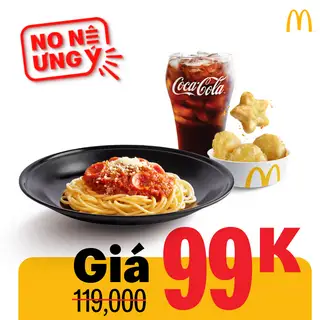 Hình ảnh Phần Ăn Mì Ý Kèm Gà Viên và Nước cỡ Lớn