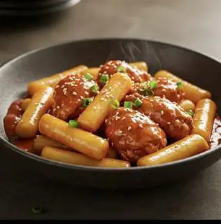 Gà viên phủ sốt & bánh tokbokki ( vị teriyaki ) - 105.000 ₫ tại Chicken DL - Kimbap, Gà Rán & Món Ăn Hàn Quốc - Nguyễn Đình Chiểu