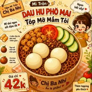 Mì Indomie trộn đâu hủ pho mai  - 42.000 ₫ tại Chụy Ba Nhi - Bánh Tráng, Mì Trộn & Cá Viên Chiên - Phạm Thế Hiển