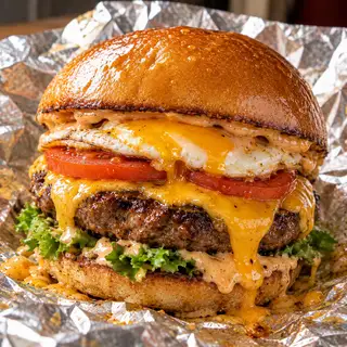 Hình ảnh Burger Bò • Trứng • Phô Mai