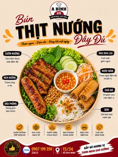 Bún thịt nướng đầy đủ  - 63.750 ₫ tại Bún Thịt Nướng A.Bình 88 - Võ Duy Ninh