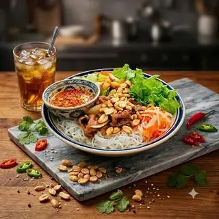 Hình ảnh [BEST SELLER] Combo Bún Bò Xào Đậm Đà + Trà Đường Giải Nhiệt