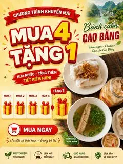 4 Phần thường tặng 1 Phần thường - 180.000 ₫ tại Em Bé Tày - Bánh Cuốn Cao Bằng - Đặng Thùy Trâm