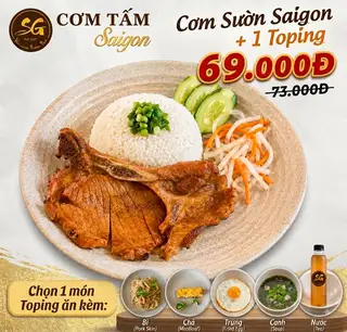 Cơm Tấm Sườn + 1 Toping - 69.000 ₫ tại Cơm Tấm Saigon - Huỳnh Tấn Phát