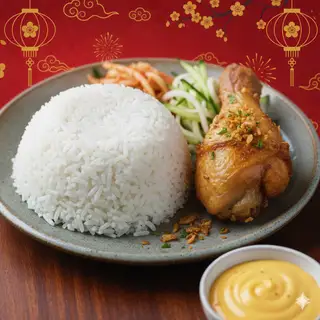 Cơm đùi tỏi chiên giòn sốt tiêu đen +1 canh rong biển  - 73.000 ₫ tại Cơm gà da giòn - Dimsum ToGo - Lê Đại Hành