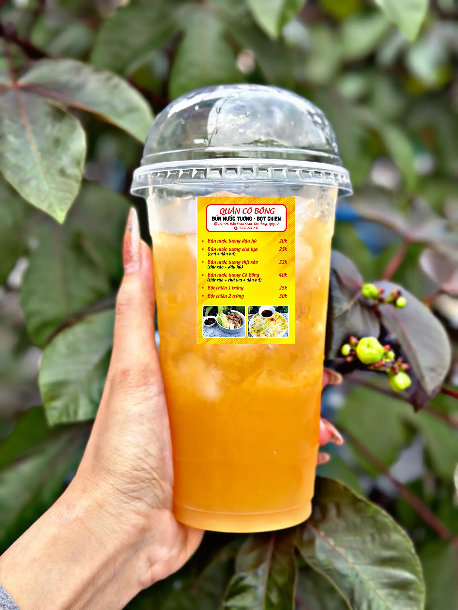 Nước Cam Vĩnh Long, ly 700ml - 22.000 ₫ tại Quán Cô Bông - Bún Nước Tương & Bột Chiên - Trần Xuân Soạn