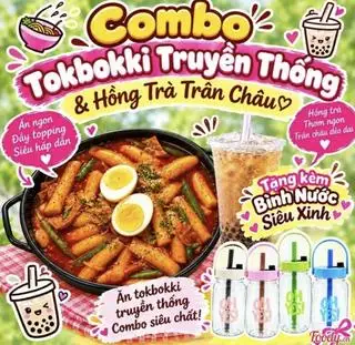Hình ảnh Combo Tokbokki truyền thống kèm Hồng Trà Trân Châu ( Tặng Bình Siêu Dễ Thươ