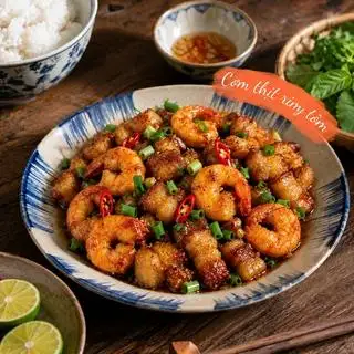 Hình ảnh Cơm thịt rim tôm