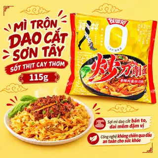 Hình ảnh 1 Gói Mì Trộn Dao Cắt Sơn Tây Sốt Thịt Cay Thơm Không Chiên Dầu115g