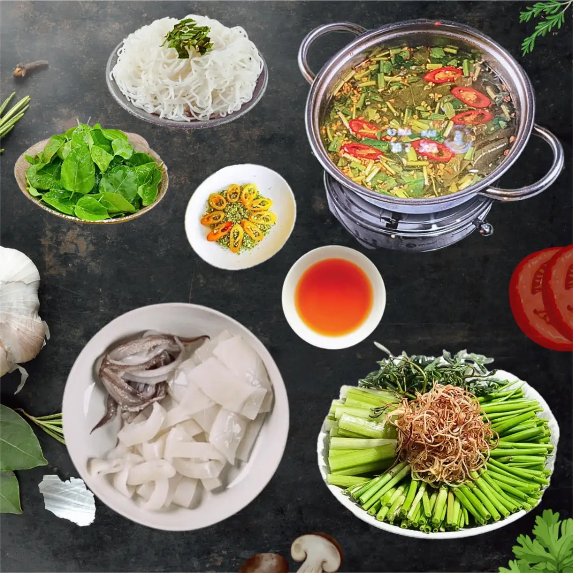 Lẩu mực nấu lá giang, đậu bắp, bạc hà - 299.000 ₫ tại Lẩu Tấn Lực - Chuyên Các Món Lẩu Nam Bộ - Bàu Cát 1