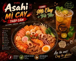 Mì cay đặc biệt + trà tắc mật ong - 89.000 ₫ tại Mì Cay ASAHI - Đường Số 30